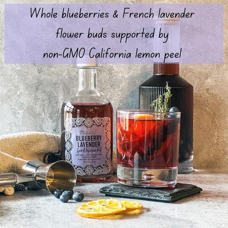 MixCraft Spirit Infusion Kit - Premium Craft Cocktail & Mocktail Mixer, Glass Bottle, Collapsible Funnel, Flavor Pouch & Recipe, Blueberry Lavender - Image 3